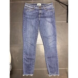 Paige‎ Verdugo Ankle Skinny Jeans Medium Wash Raw Hem Blue Denim Size 29